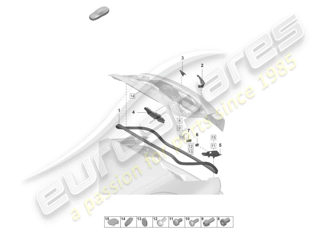 porsche 2023 (panamera 971-2) gaskets noise insulation rear lid parts diagram