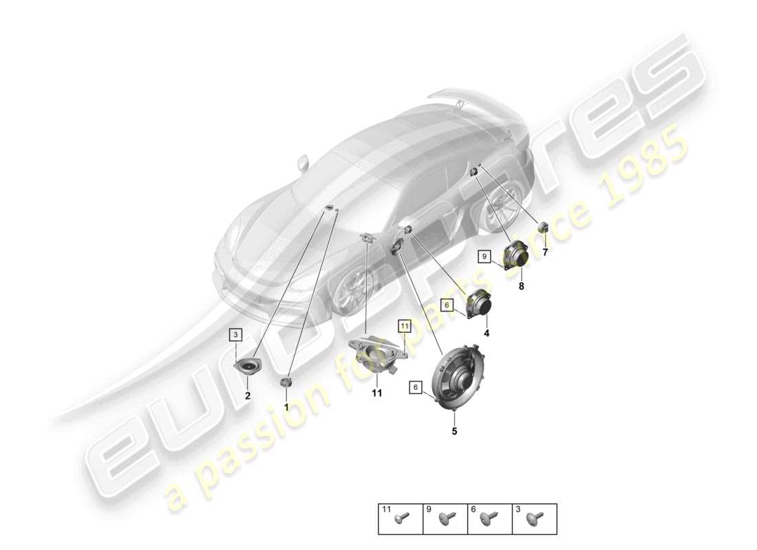 porsche 2021 (718 cayman gt4) loudspeaker part diagram