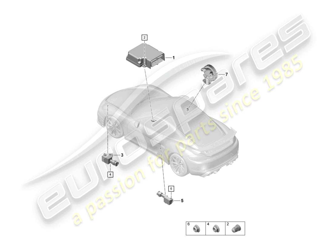 porsche 2021 (718 cayman gt4) control unit for airbag pressure sensor airbag part diagram