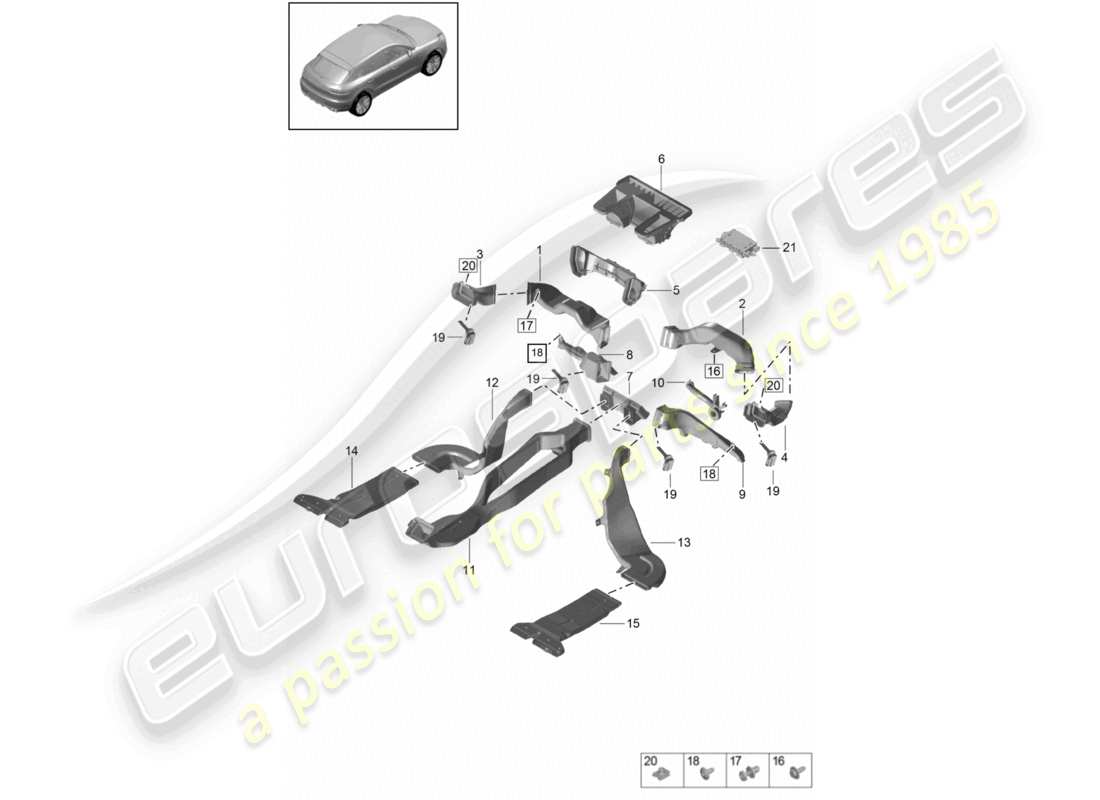 porsche 2025 (macan) air guide heat., vent. and ac system part diagram
