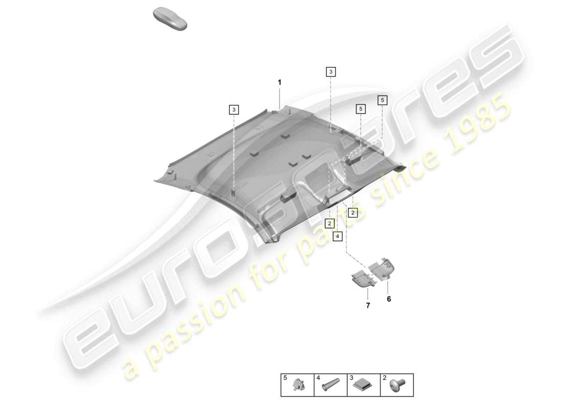 porsche 2025 (718 cayman gt4) roof trim accessories part diagram
