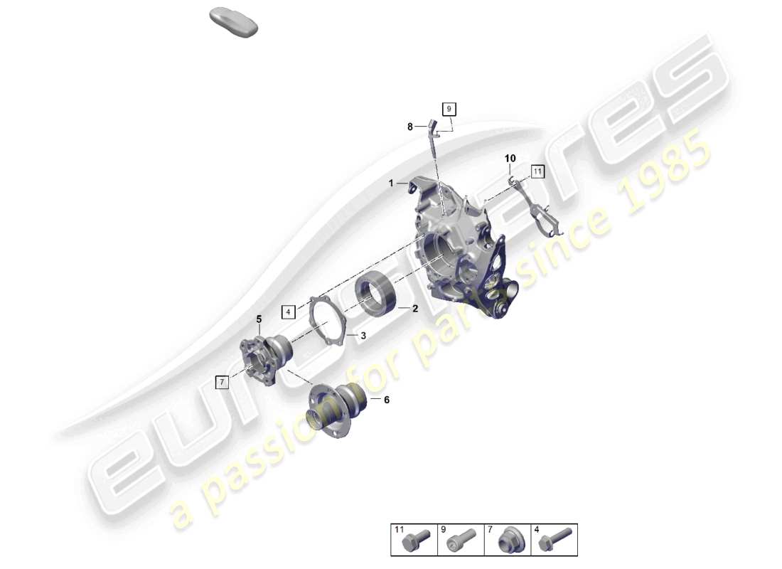 porsche 2024 (992-2) wheel carrier wheel hub part diagram