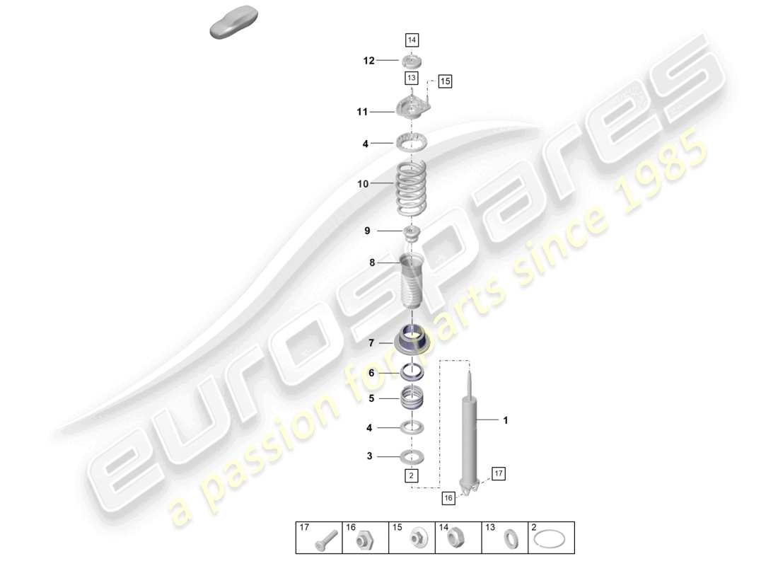 porsche 2020 (992-1 turbo / s) shock absorber (spring cyl.) individual part parts diagram