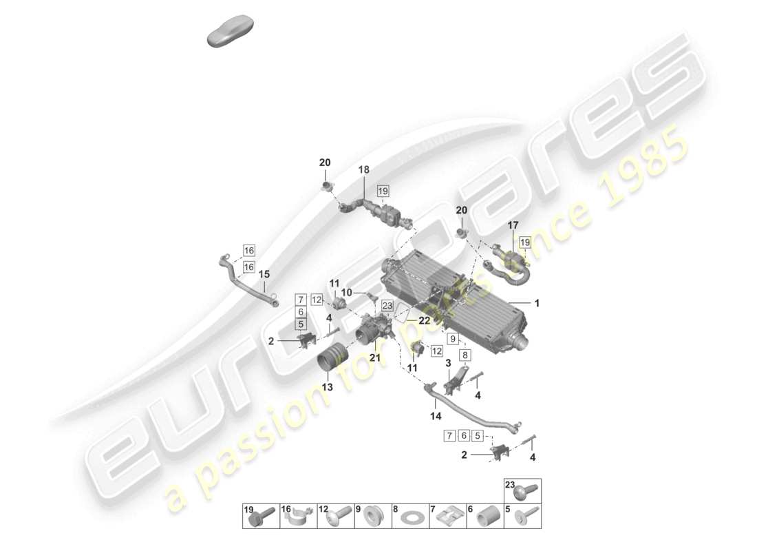 porsche 2023 (992-1) charge air cooler noise generator parts diagram