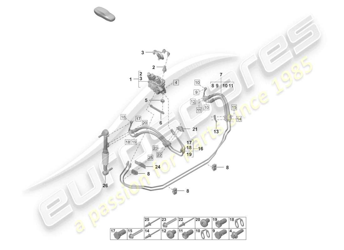 porsche 2020 (992-1 turbo / s) hydraulic line valve block pdcc parts diagram