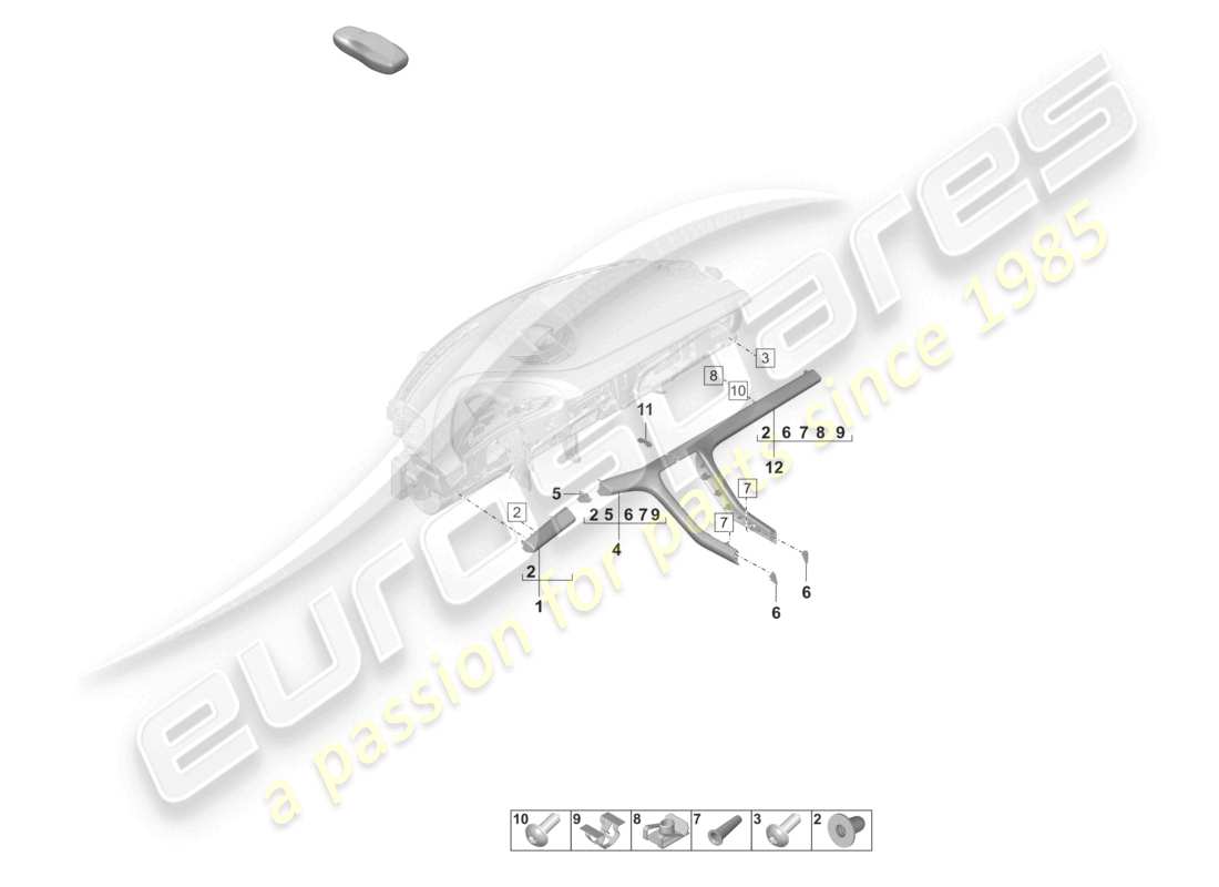 porsche 2023 (taycan 9j1-1) cover and trim front for dashboard parts diagram