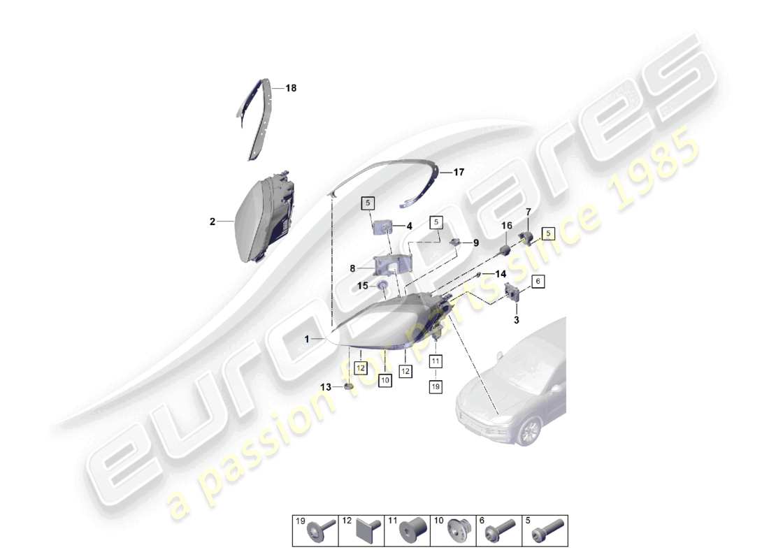 porsche 2025 (cayenne e3 pa) led headlight part diagram