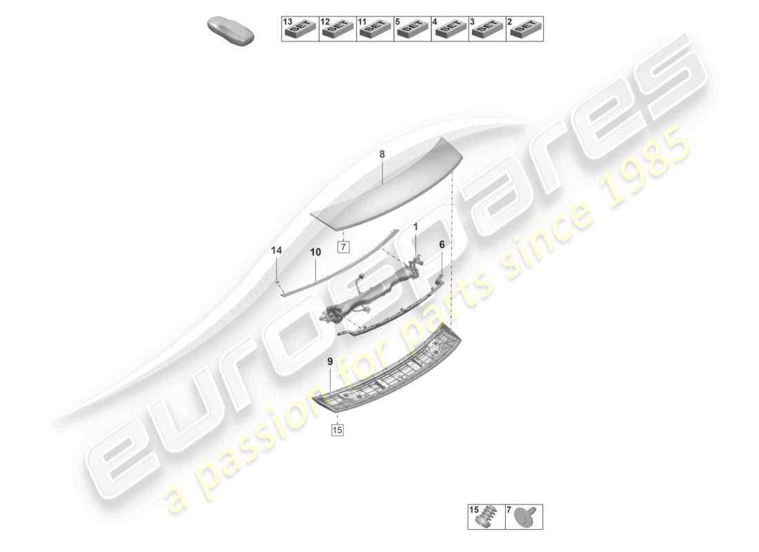 porsche 2020 (taycan 9j1-1) rear spoiler part diagram