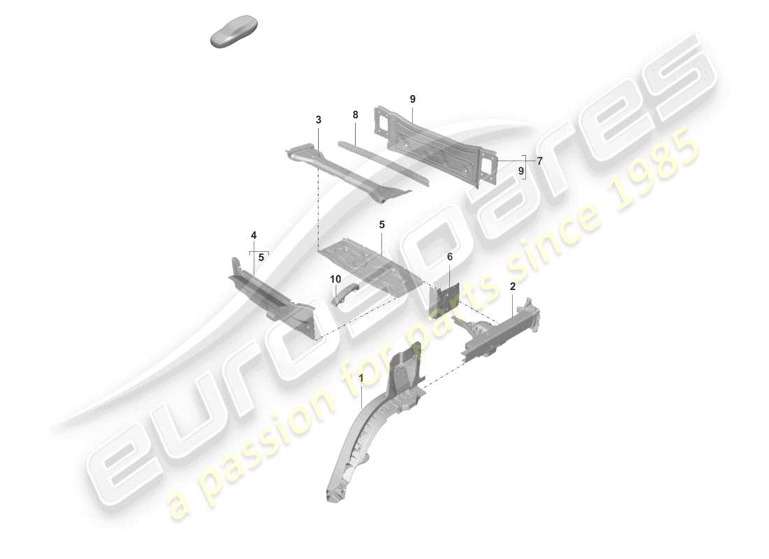 porsche 2020 (taycan 9j1-1) rear end side member individual parts part diagram