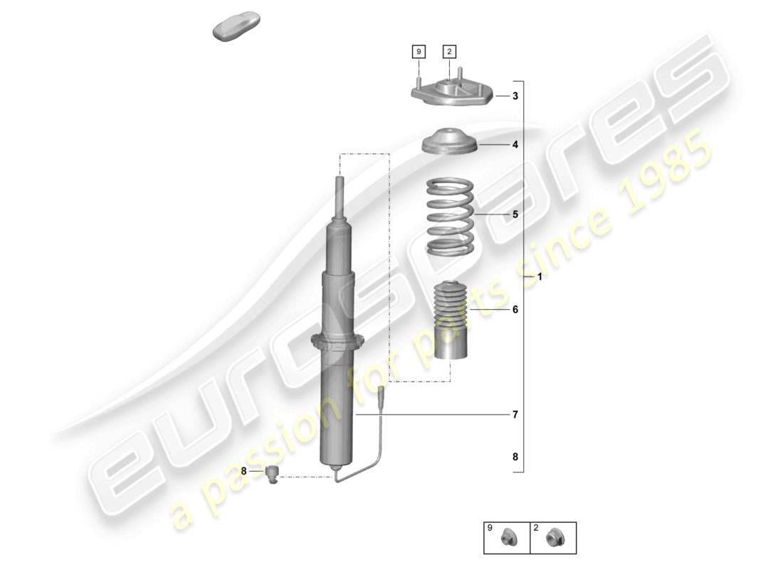porsche 2023 (718 cayman gt4) shock absorbers coil spring part diagram