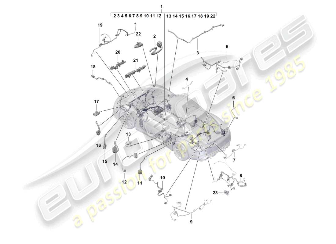 porsche 2019 (718 cayman gt4) wiring looms passenger compartment and part section wiring harness part diagram