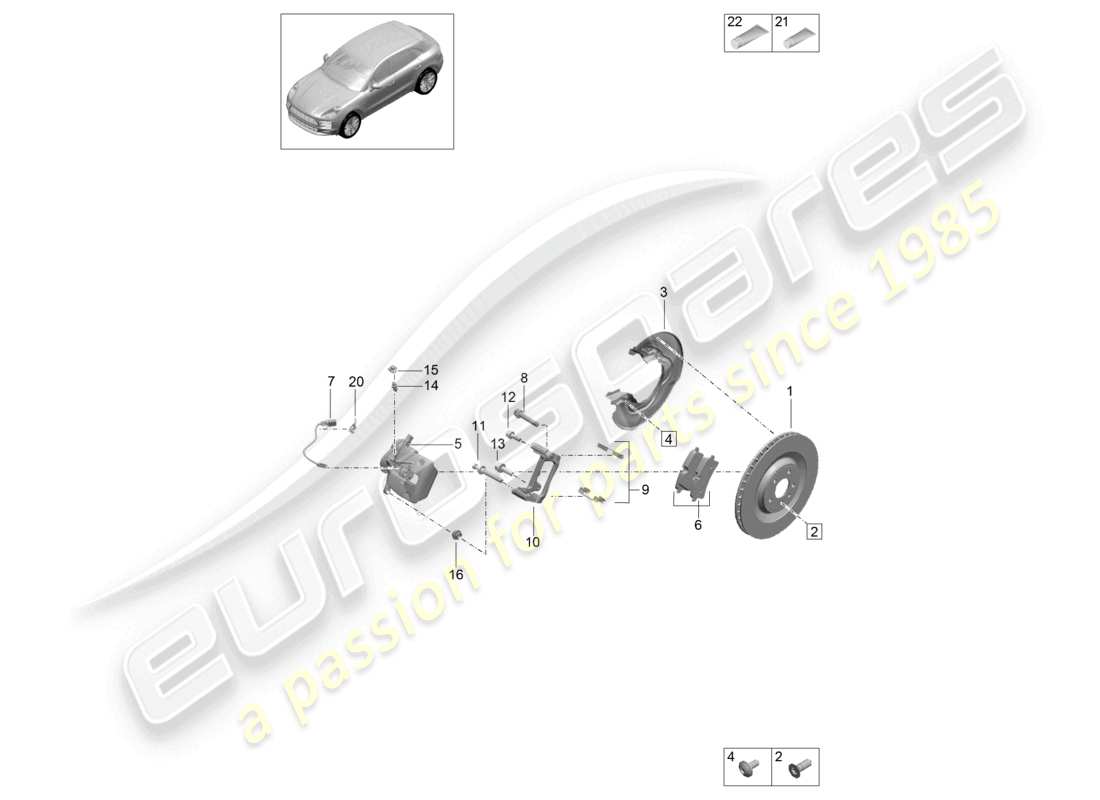 porsche 2025 (macan) disc brake basic rear axle black d - mj 2022>> part diagram