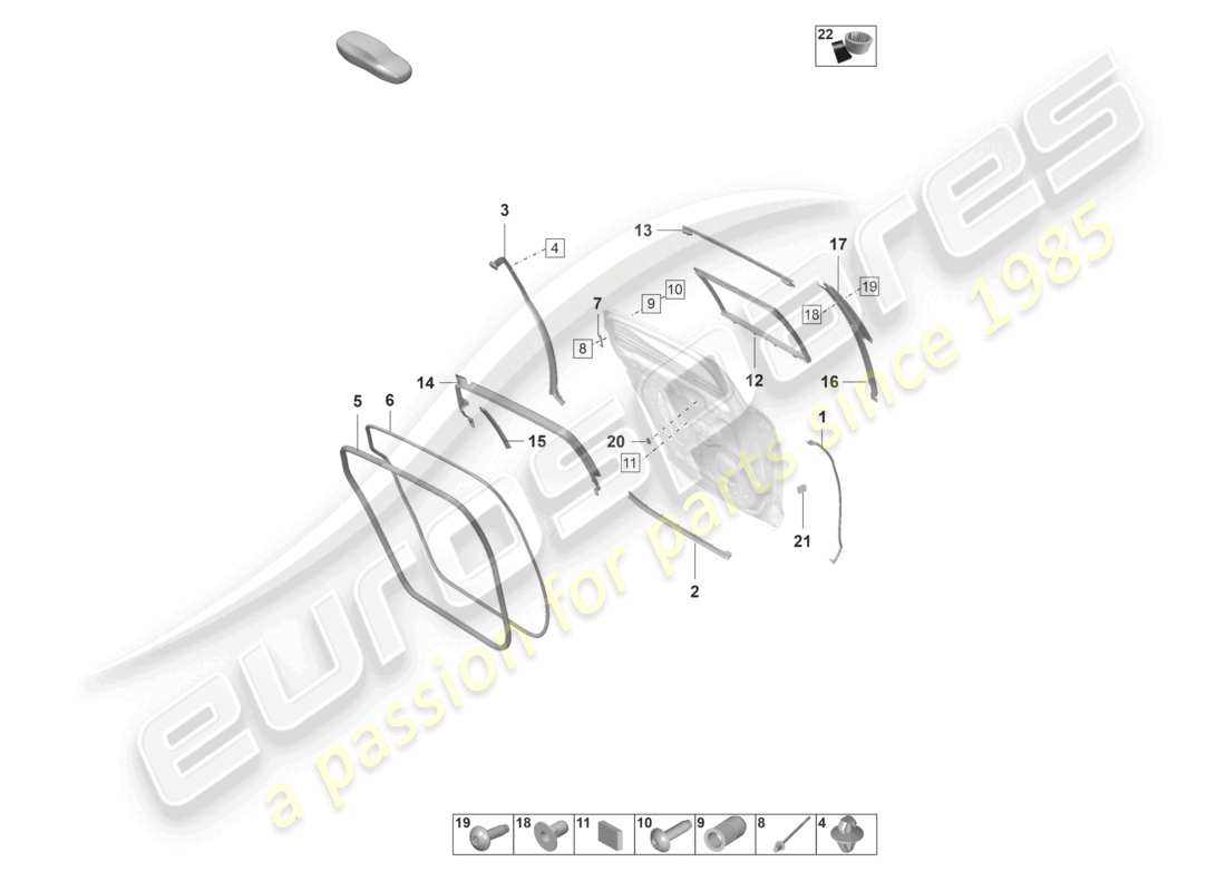 porsche 2023 (panamera 971-2) doors rear seal window guide accessories parts diagram