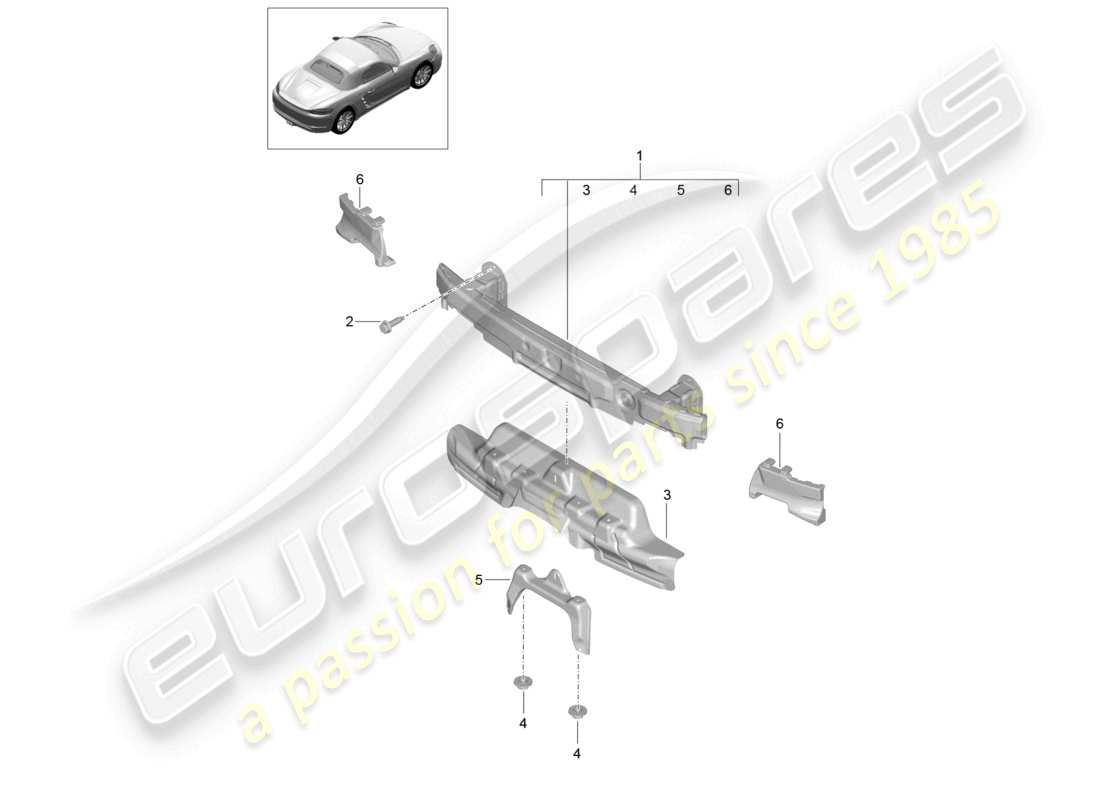 porsche 2022 (718 boxster) bumper carrier rear gts 4.0 parts diagram