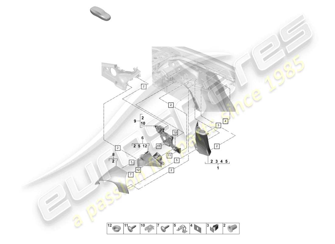 porsche 2021 (panamera 971-2) c-pillar trim part diagram