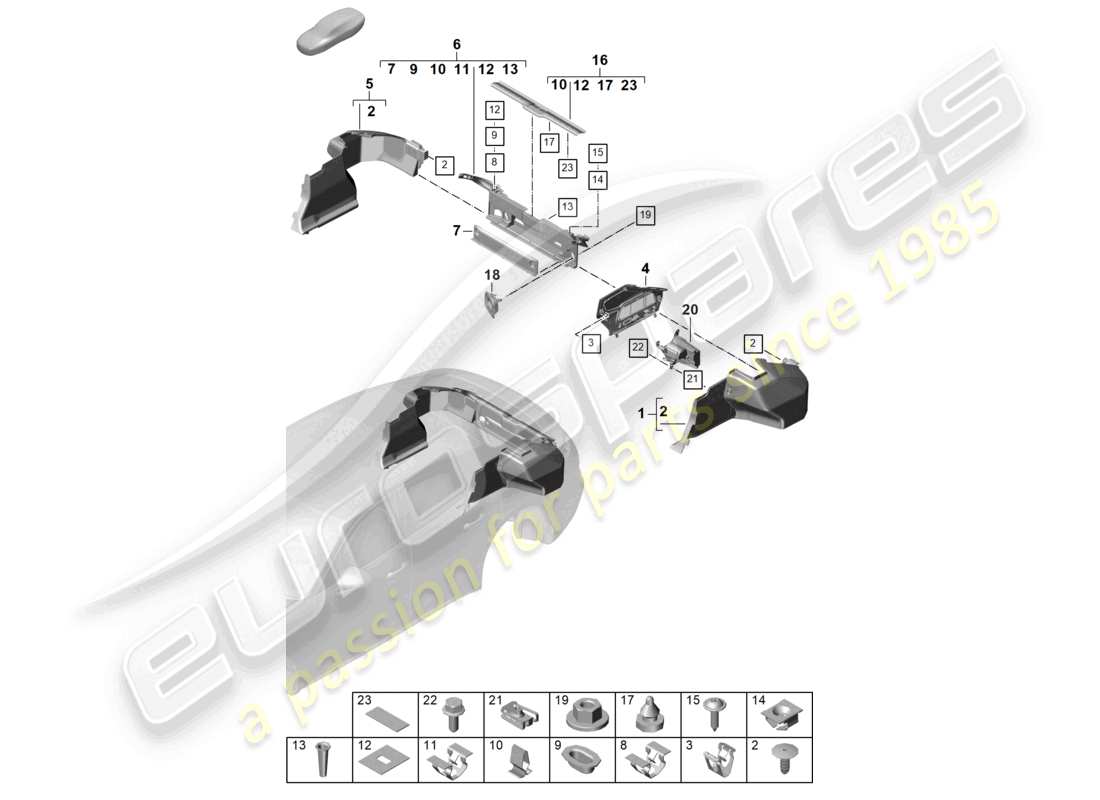 porsche 2024 (panamera 976) luggage boot trims side part diagram
