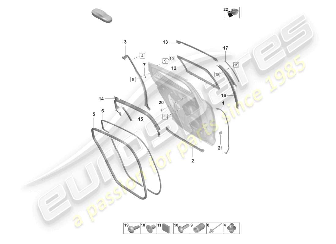porsche 2023 (panamera 971-2) doors rear seal window guide accessories parts diagram