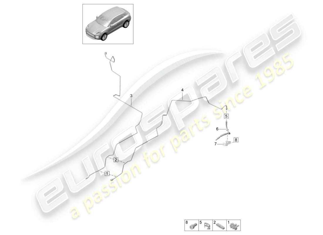 porsche 2021 (macan) brake line center underbody rear part diagram