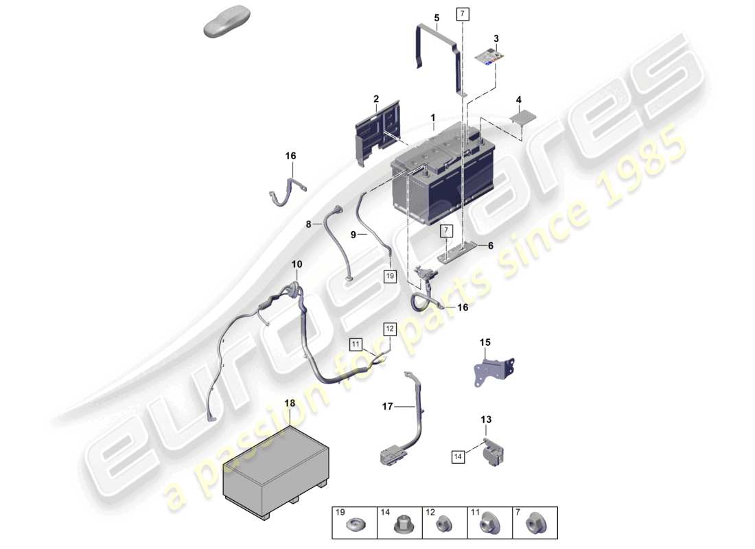 porsche 2026 (cayenne e3 pa) battery part diagram