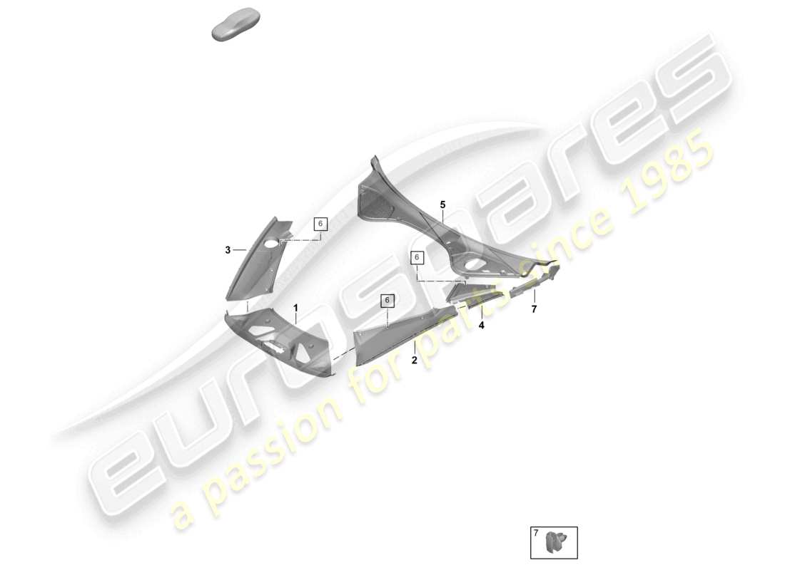 porsche 2025 (panamera 976) cover panel engine bay front end parts diagram