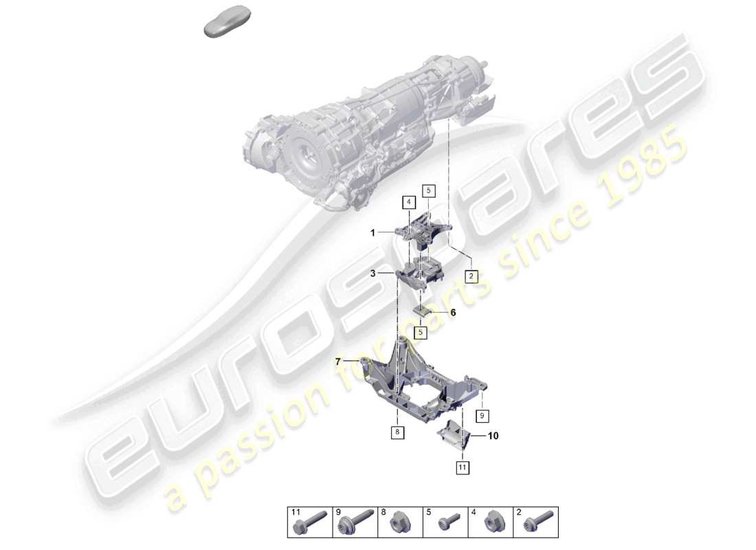 porsche 2025 (cayenne e3 pa) gearbox mounting transmission carrier part diagram