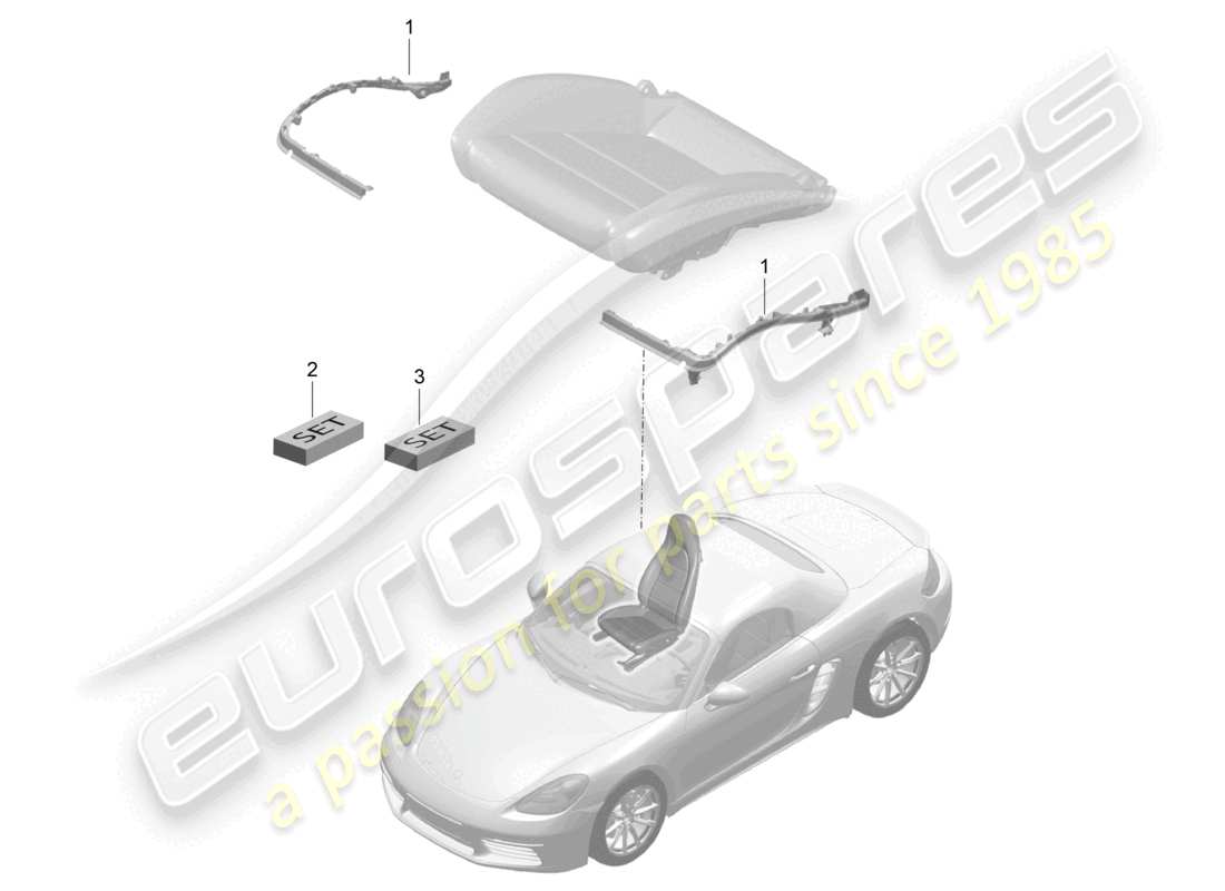 porsche 2023 (718 boxster) seat padding frame sports seat plus repair set seat occupied recognition part diagram