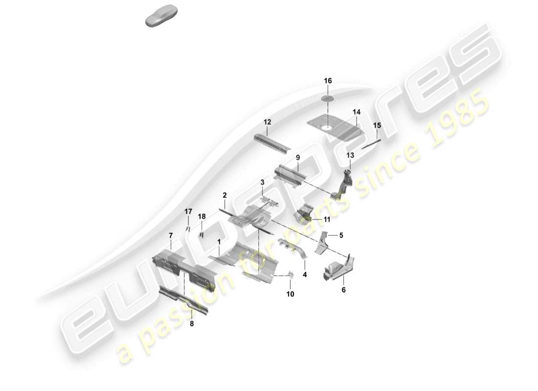 porsche 2025 (taycan 9j1-2) rear end rear bottom plate seat support parts diagram