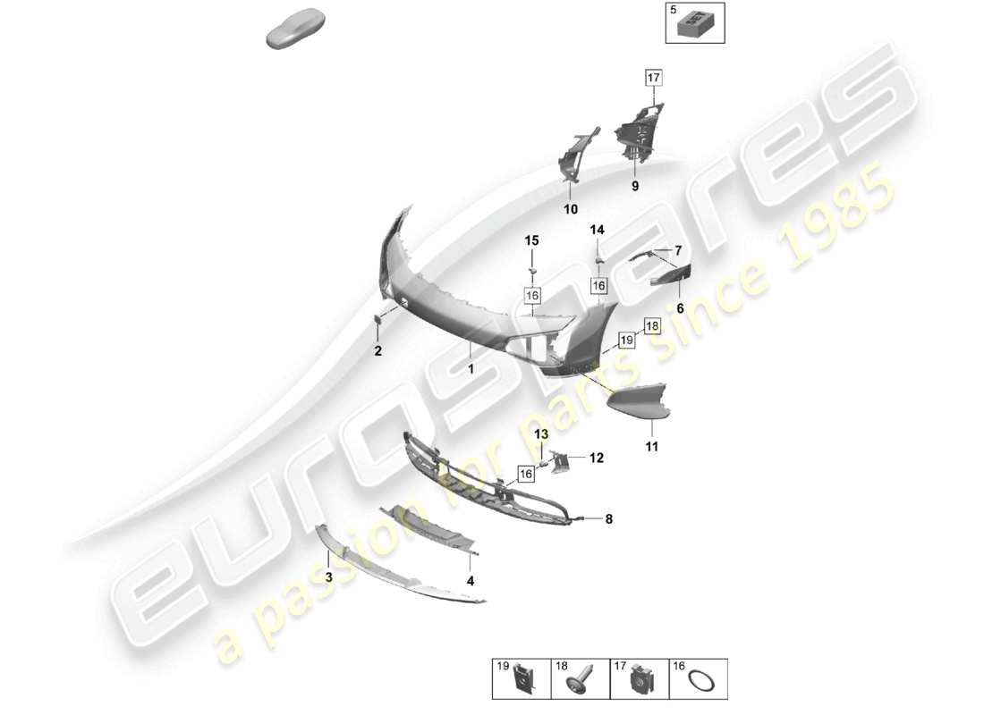 porsche 2025 (taycan 9j1-2) bumper front taycan cross turismo turbo s offroad design package parts diagram