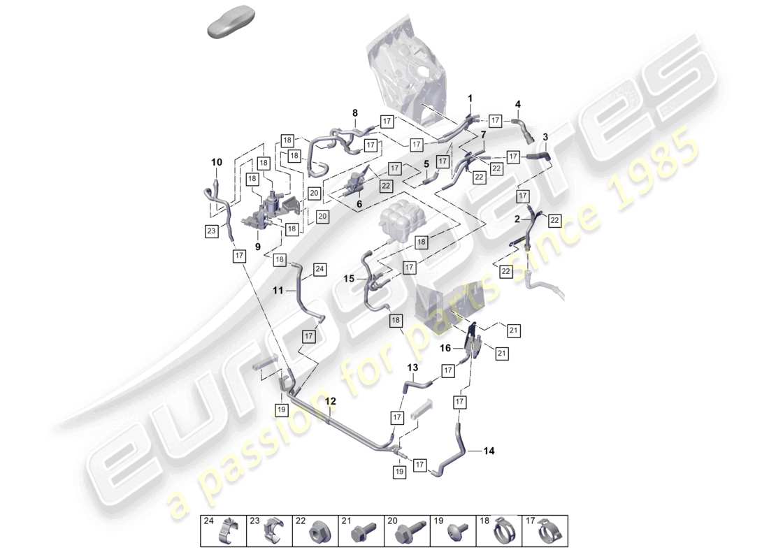 porsche 2023 (cayenne e3 pa) heater front high-temperature circuit for vehicles with hybrid drive part diagram