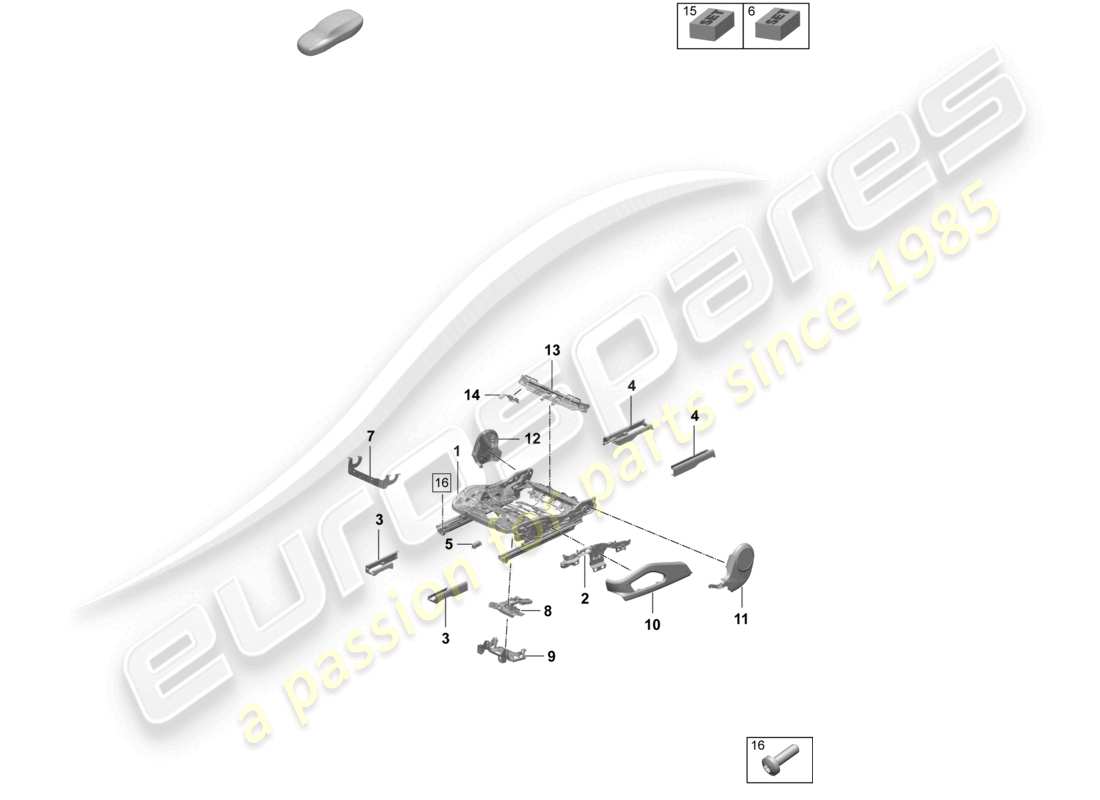 porsche 2024 (macan-e) seat frame comfort seat sports seat part diagram