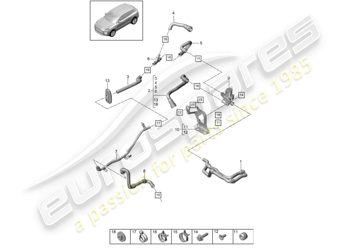 porsche 2024 (macan) heater v6 turbo water box for models with supplementary heater d >>- mj 2019 part diagram