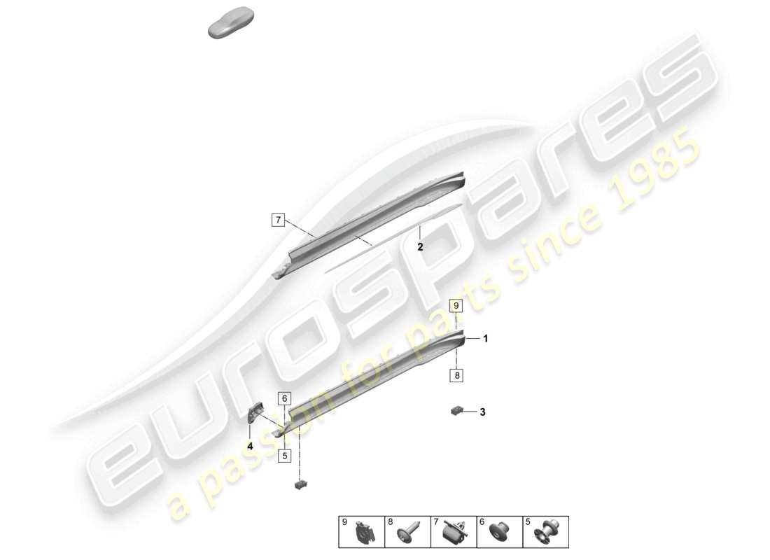 porsche 2025 (taycan 9j1-2) side member trim accessories parts diagram