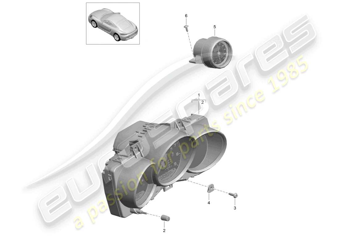 porsche 2021 (718 cayman) combi-instrument stopwatch d >>- 31.05.2020 parts diagram