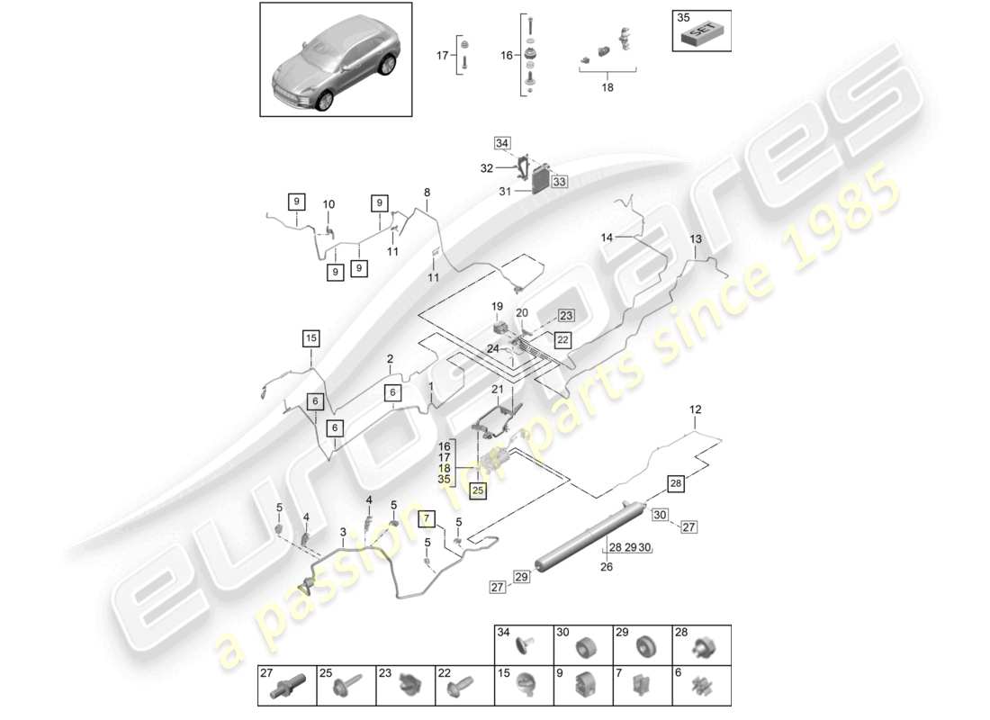 porsche 2025 (macan) adaptive suspension air supply part diagram