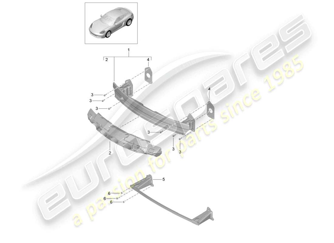 porsche 2026 (718 cayman) bumper carrier front parts diagram