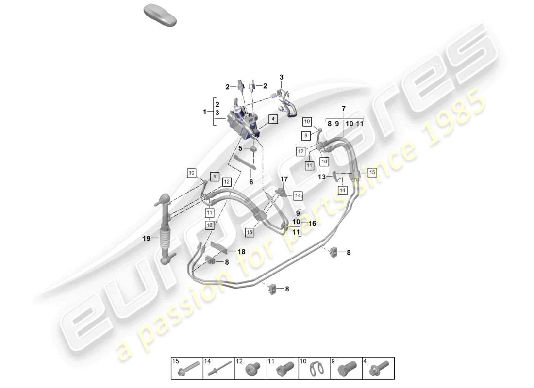 porsche 2025 (992-2) hydraulic line valve block pdcc parts diagram