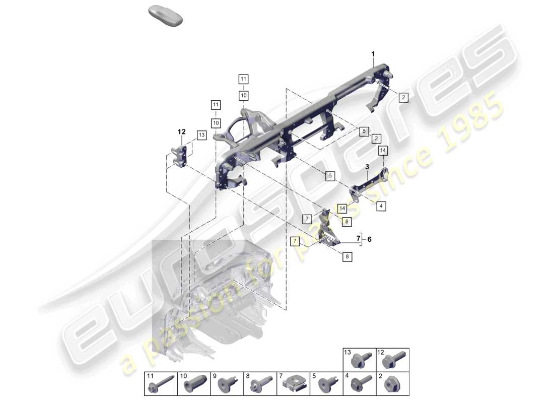 porsche 2025 (panamera 976) dashboard bracket bracket for dash panel parts diagram