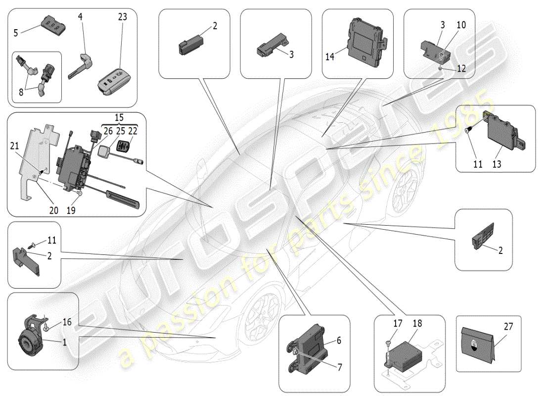 maserati mc20 (2024) alarm and immobilizer system part diagram