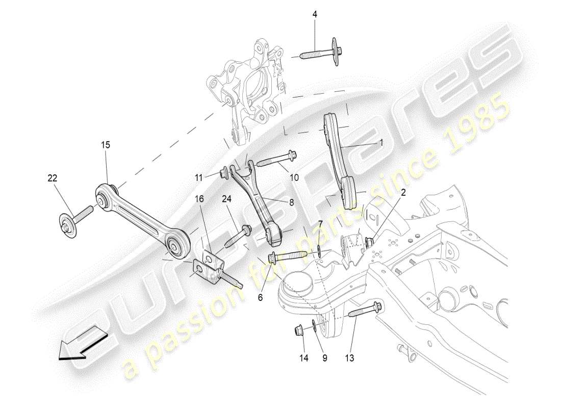 maserati ghibli (2020) rear suspension part diagram