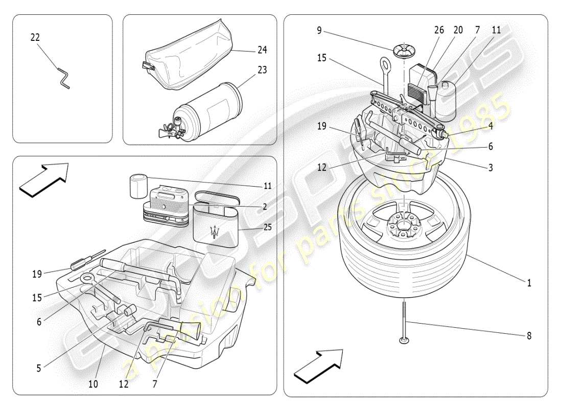 maserati ghibli (2020) standard provided part diagram