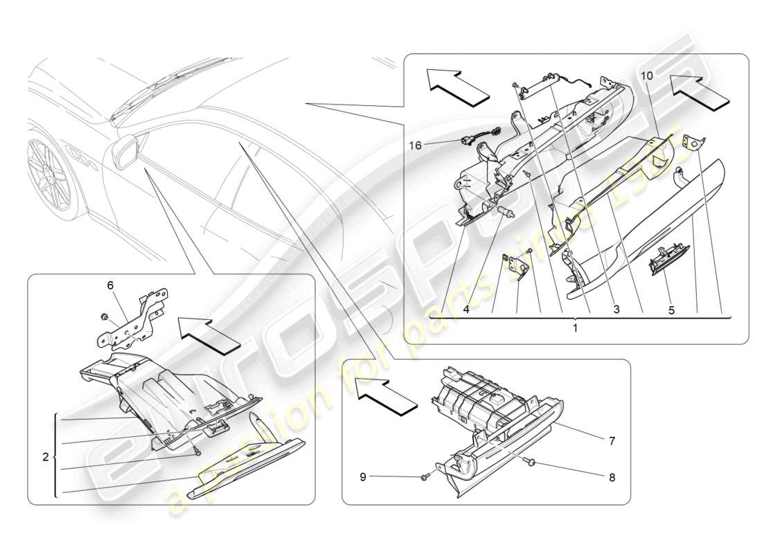 maserati ghibli (2017) glove compartments part diagram