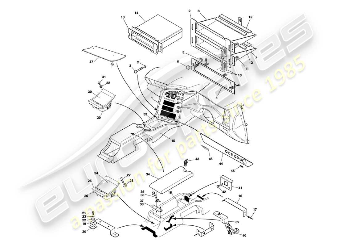 a part diagram from the aston martin v8 volante parts catalogue