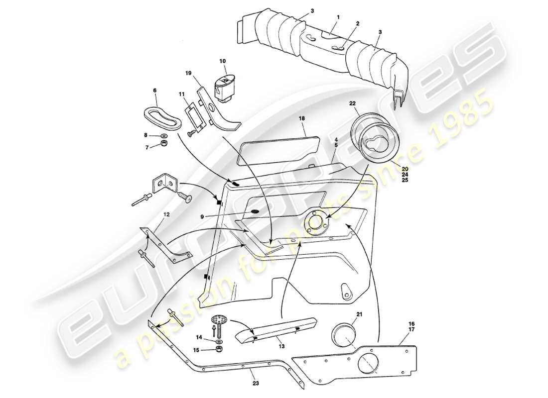 a part diagram from the aston martin v8 volante parts catalogue