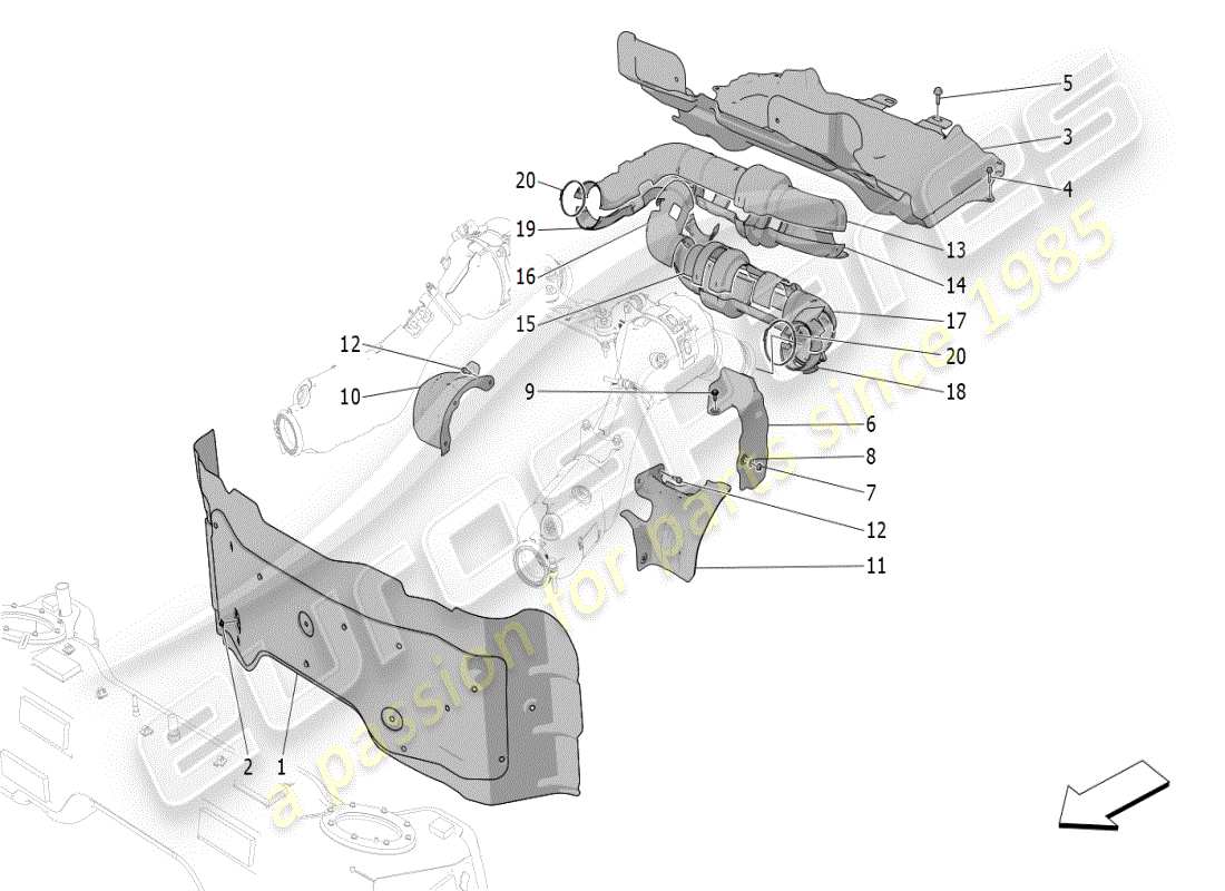 maserati mc20 (2024) thermal insulating panels part diagram