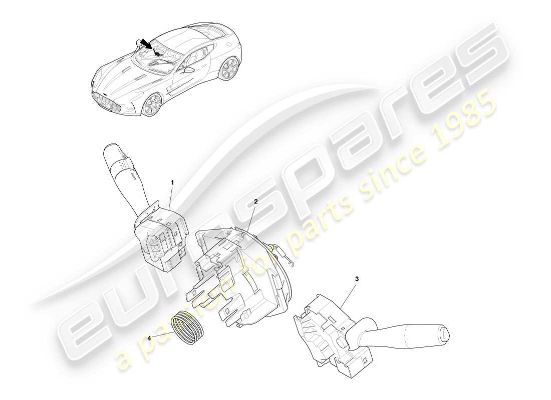 aston martin one-77 (2011) steering column switch parts diagram