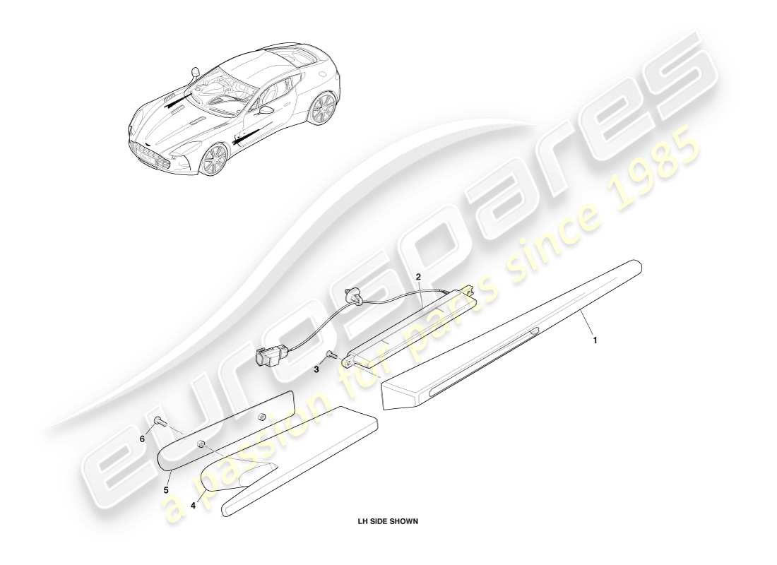 aston martin one-77 (2011) side repeaters parts diagram