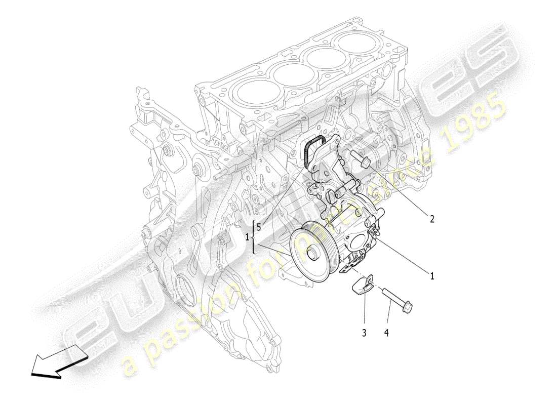 maserati ghibli (2021) cooling system: water pump part diagram