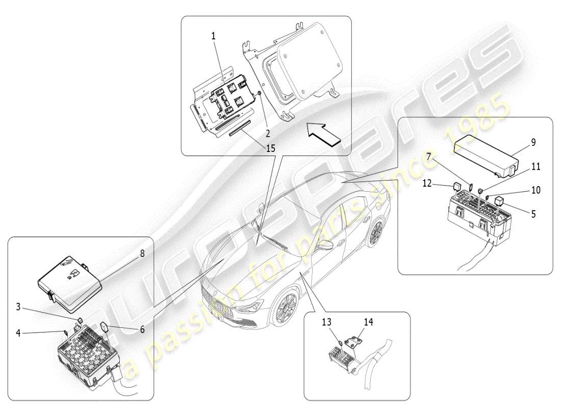 a part diagram from the maserati ghibli (2017 onwards) parts catalogue