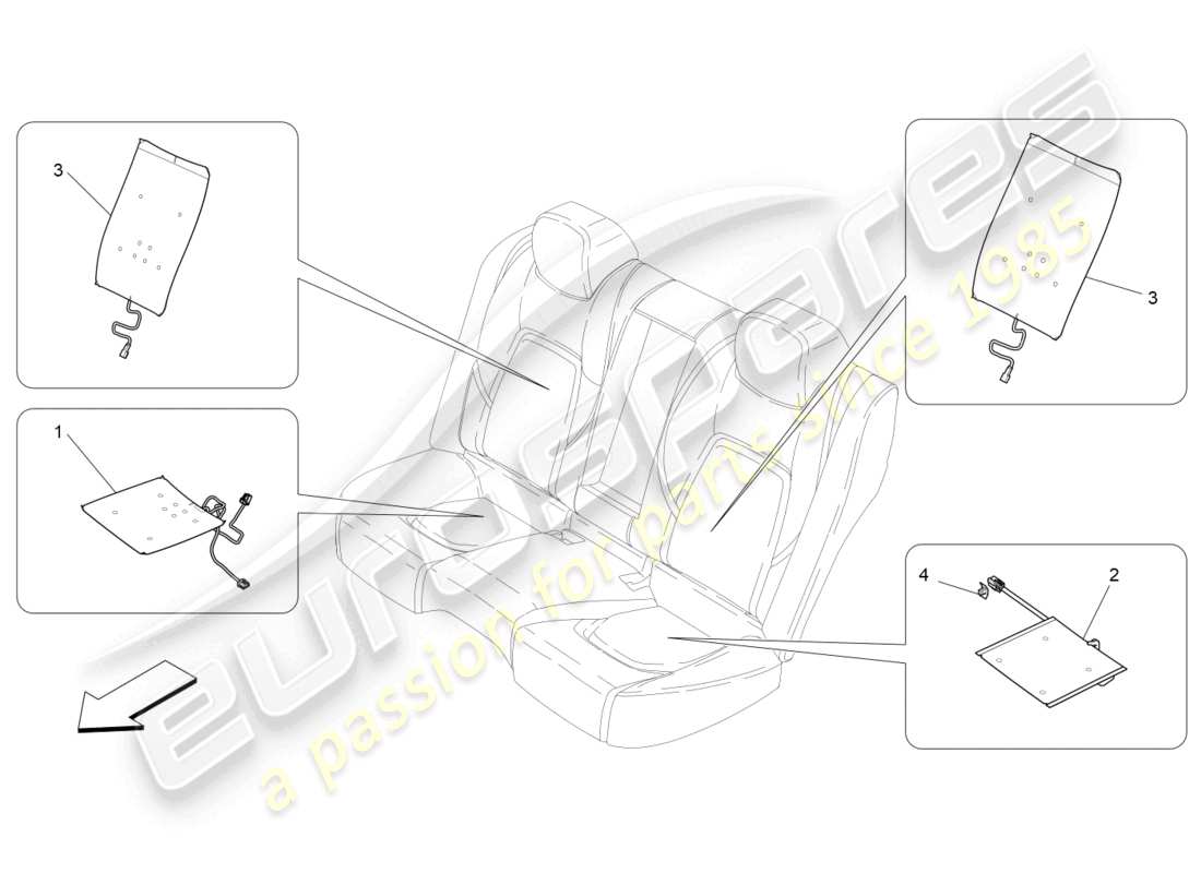 a part diagram from the maserati quattroporte m156 (2017 onwards) parts catalogue