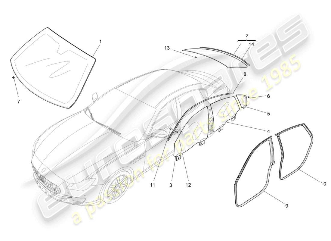 a part diagram from the maserati quattroporte m156 (2017 onwards) parts catalogue